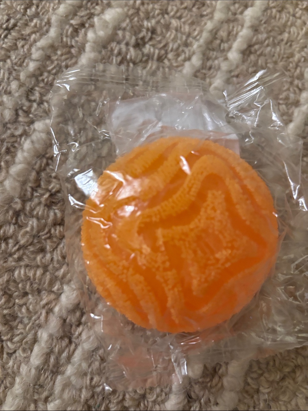 Kids orange Squishy toy with fur ball like appearance